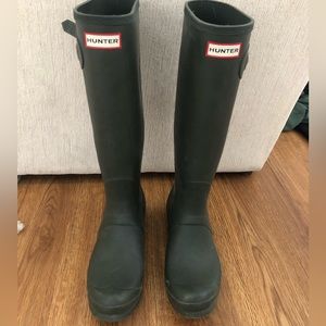 Olive Green Hunter Boots with socks